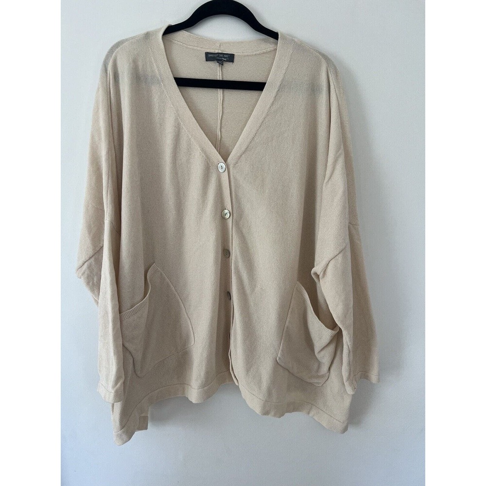 Barefoot Dreams CozyChic Lite Button Up Swing Cardigan Ivory XL NEW